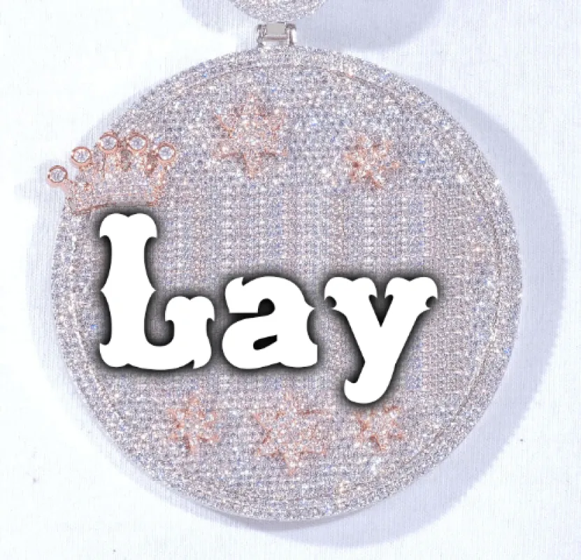 CUSTOM LETTER NECKLACE 3D BIG CROWN DISC sold by The GUU Shop