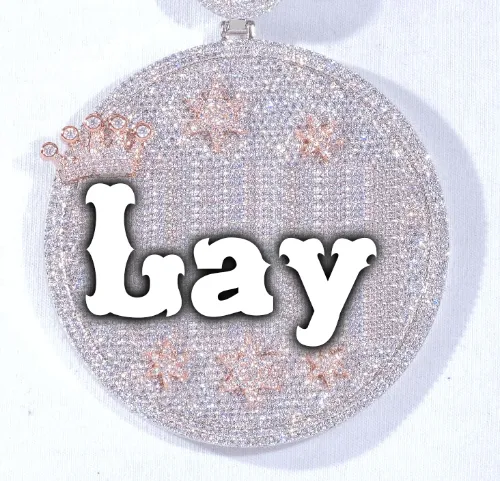 CUSTOM LETTER NECKLACE 3D BIG CROWN DISC sold by The GUU Shop