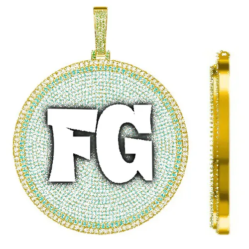 CUSTOM LETTER NECKLACE 3D BIG DISC sold by The GUU Shop