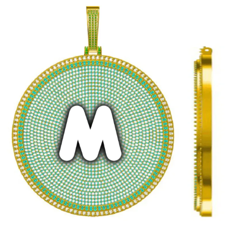 CUSTOM LETTER NECKLACE 3D BIG DISC sold by The GUU Shop