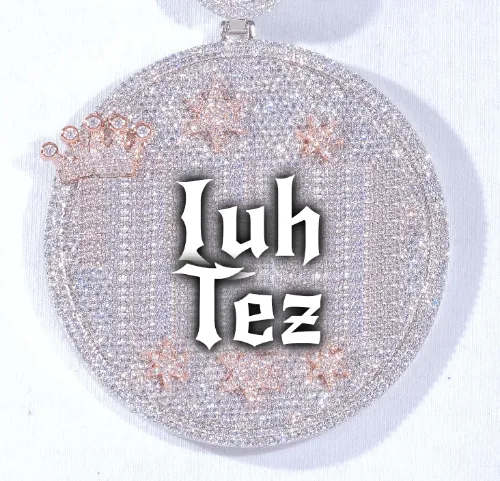 CUSTOM LETTER NECKLACE 3D BIG CROWN DISC sold by The GUU Shop
