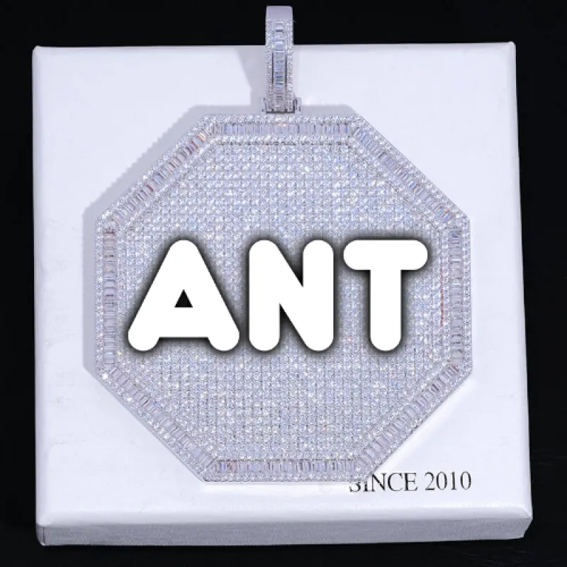 CUSTOM LETTER NECKLACE 3D BIG OCTAGON sold by The GUU Shop