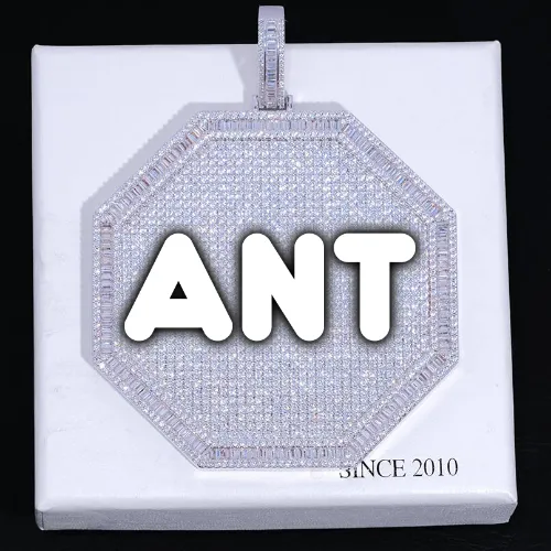 CUSTOM LETTER NECKLACE 3D BIG OCTAGON sold by The GUU Shop