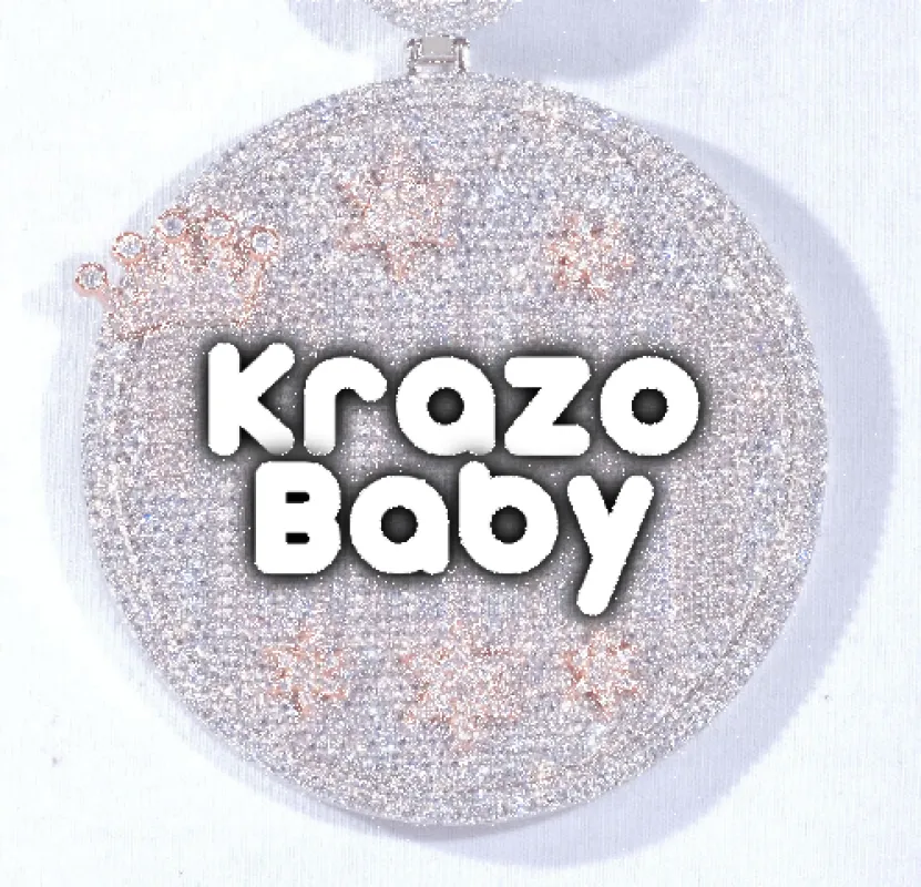 CUSTOM LETTER NECKLACE 3D BIG CROWN DISC sold by The GUU Shop