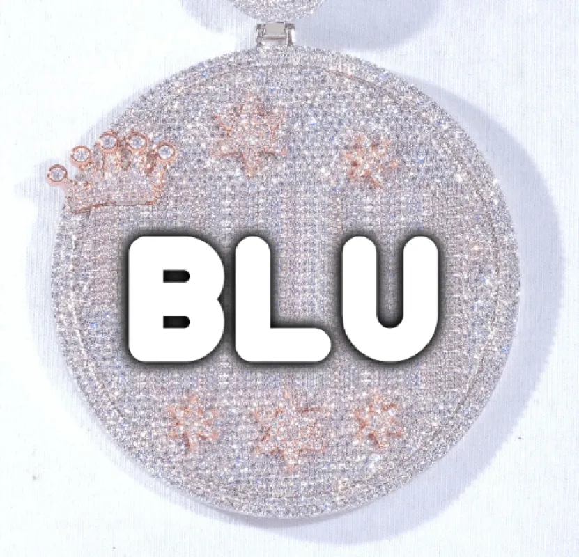 CUSTOM LETTER NECKLACE 3D BIG CROWN DISC sold by The GUU Shop