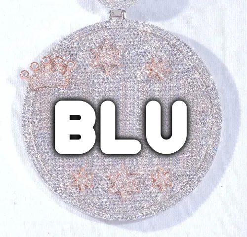 CUSTOM LETTER NECKLACE 3D BIG CROWN DISC sold by The GUU Shop