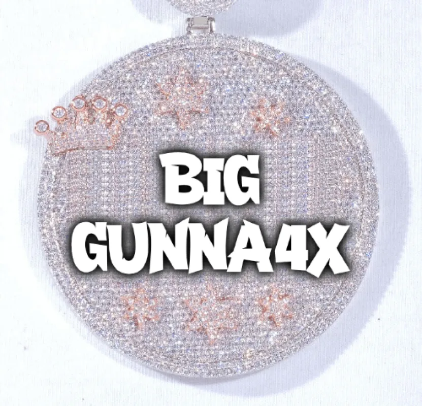 CUSTOM LETTER NECKLACE 3D BIG CROWN DISC sold by The GUU Shop