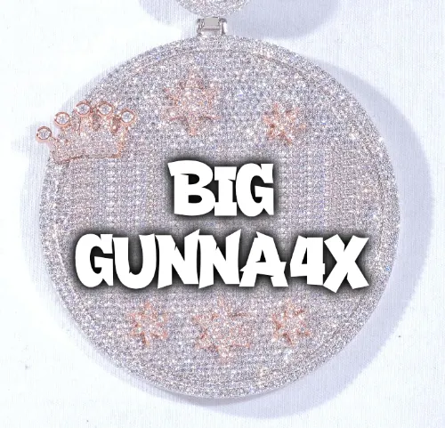 CUSTOM LETTER NECKLACE 3D BIG CROWN DISC sold by The GUU Shop