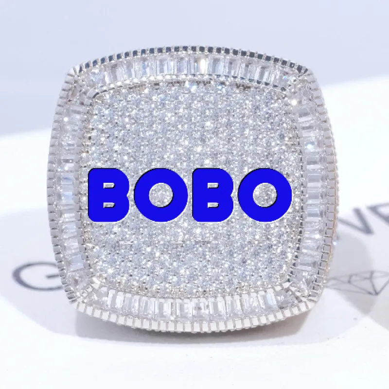 CUSTOM LETTER 3D ICED RING sold by The GUU Shop