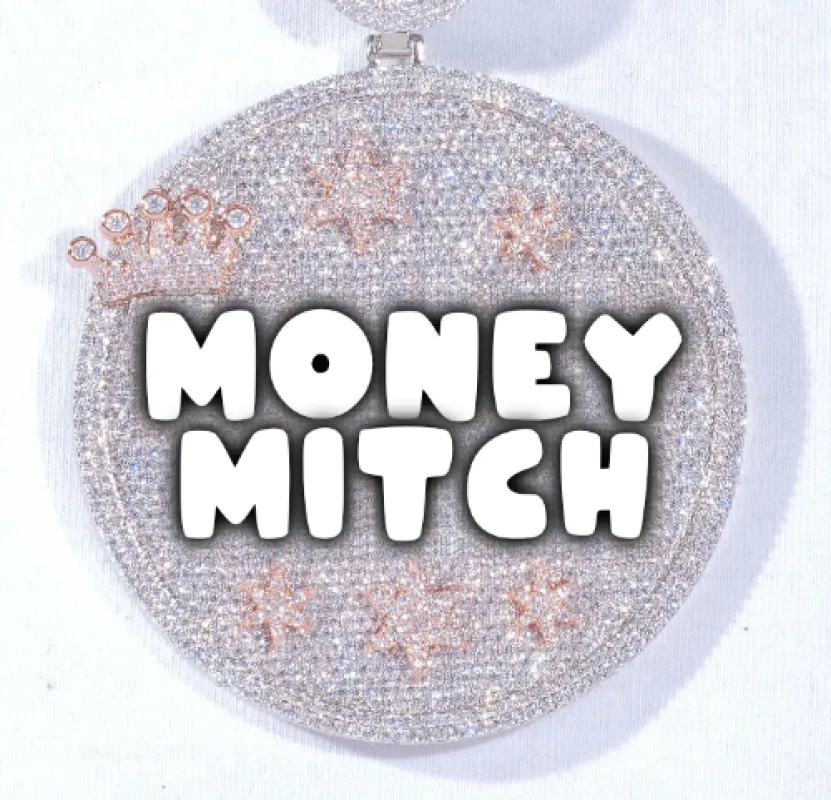 CUSTOM LETTER NECKLACE 3D BIG CROWN DISC sold by The GUU Shop