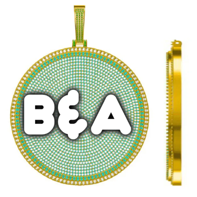 CUSTOM LETTER NECKLACE 3D BIG DISC sold by The GUU Shop