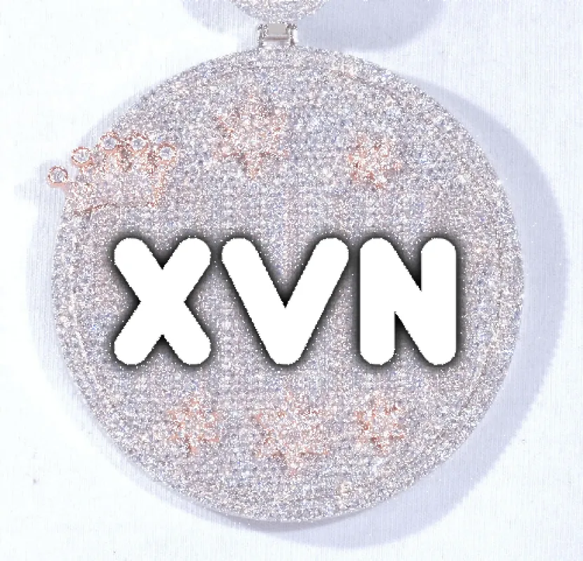 CUSTOM LETTER NECKLACE 3D BIG CROWN DISC sold by The GUU Shop