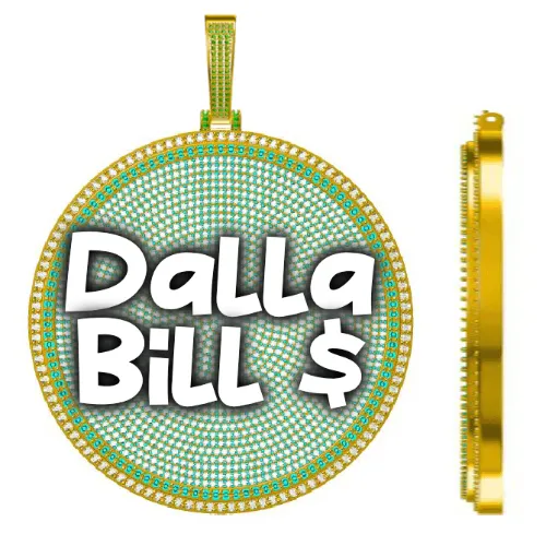 CUSTOM LETTER NECKLACE 3D BIG DISC sold by The GUU Shop