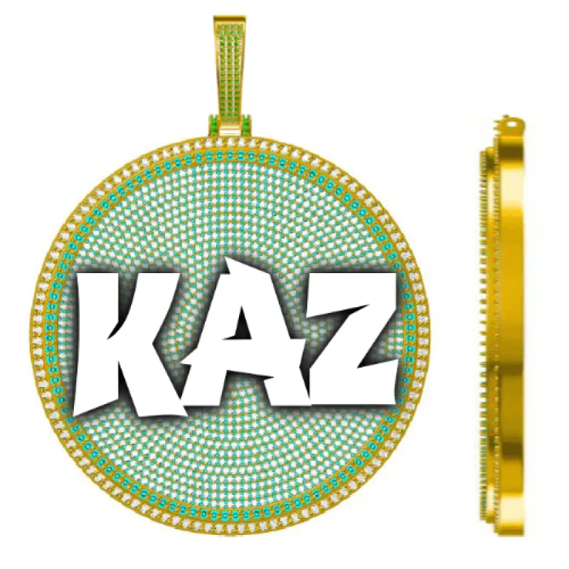 CUSTOM LETTER NECKLACE 3D BIG DISC sold by The GUU Shop