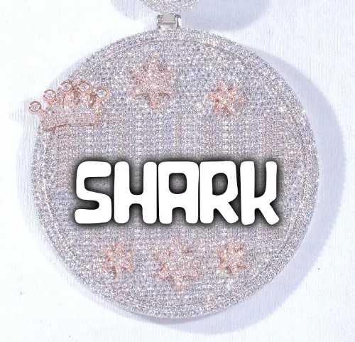 CUSTOM LETTER NECKLACE 3D BIG CROWN DISC sold by The GUU Shop