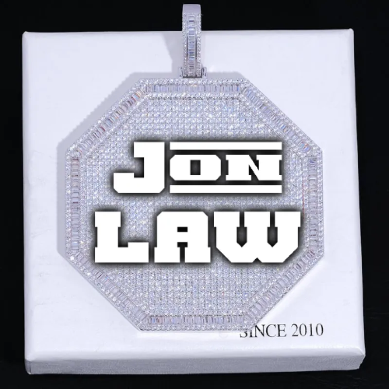 CUSTOM LETTER NECKLACE 3D BIG OCTAGON sold by The GUU Shop
