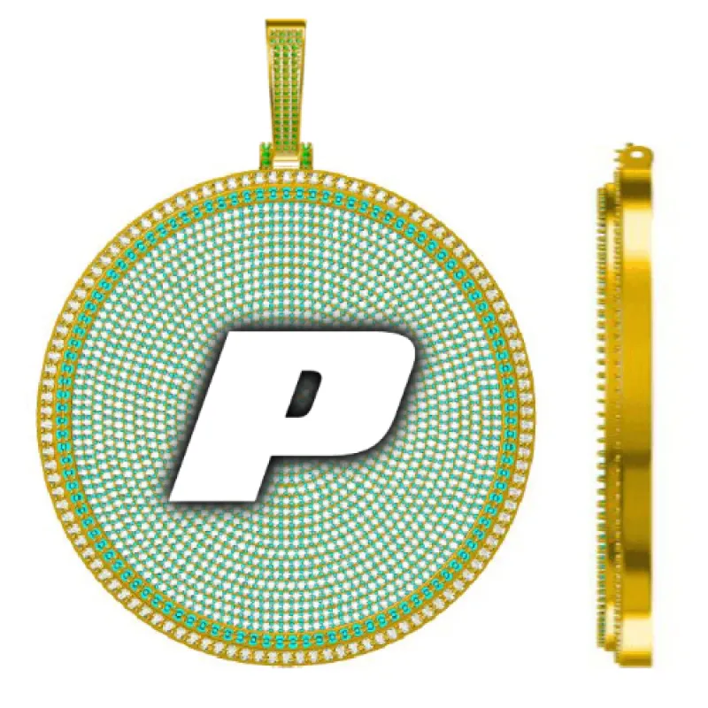 CUSTOM LETTER NECKLACE 3D BIG DISC sold by The GUU Shop