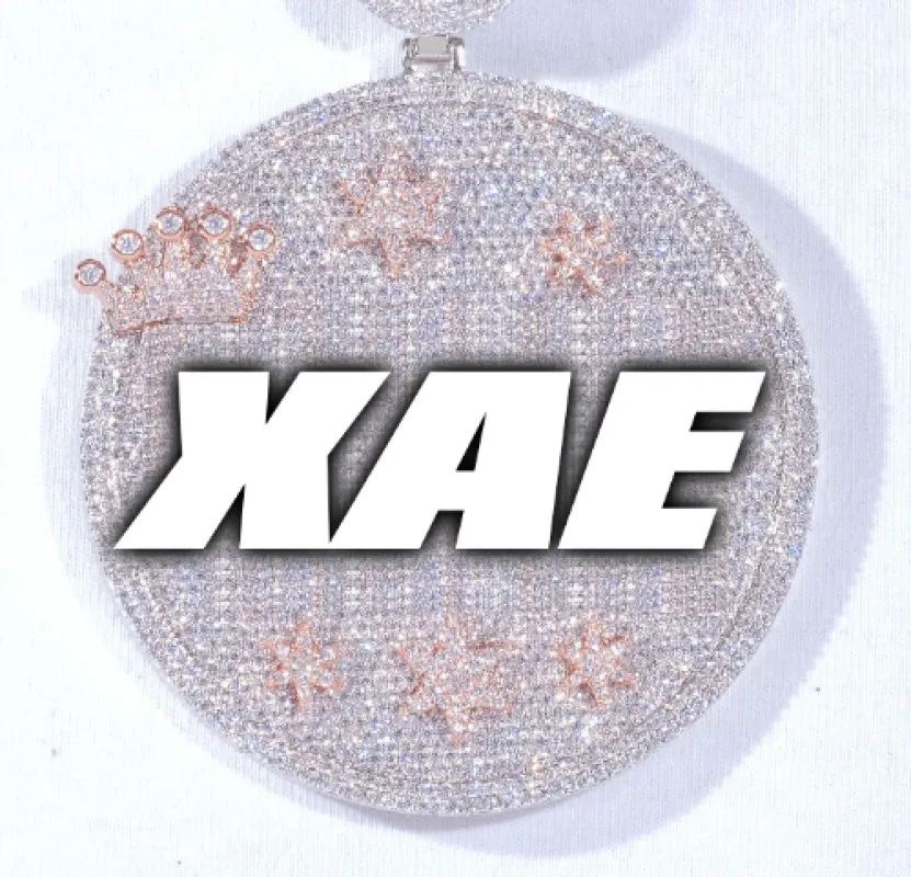 CUSTOM LETTER NECKLACE 3D BIG CROWN DISC sold by The GUU Shop