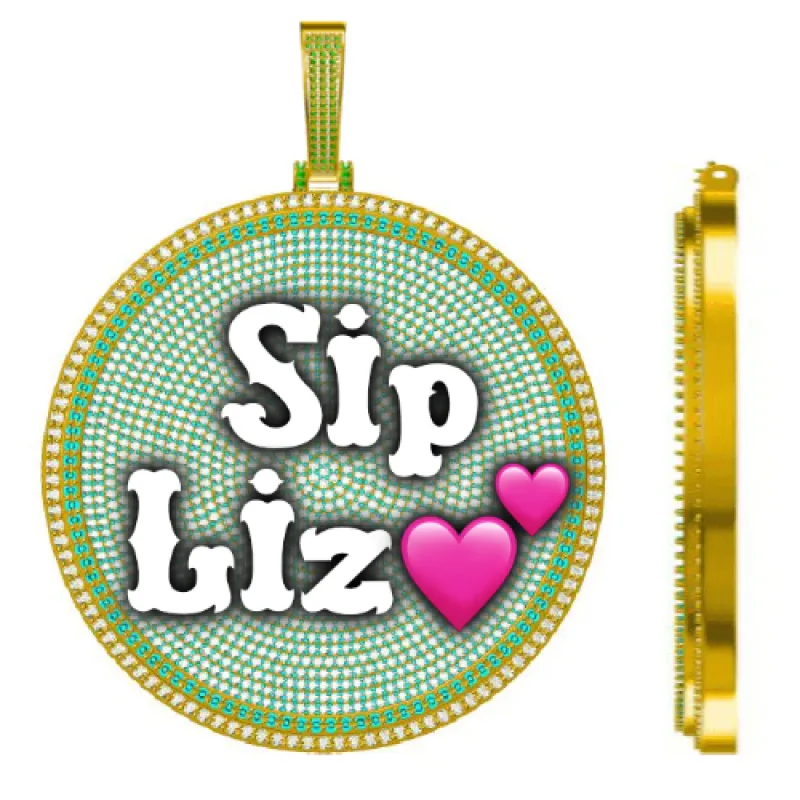 CUSTOM LETTER NECKLACE 3D BIG DISC sold by The GUU Shop