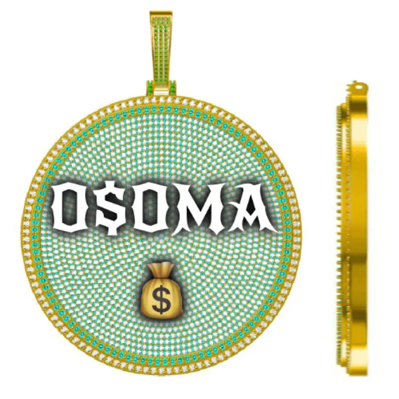 CUSTOM LETTER NECKLACE 3D BIG DISC sold by The GUU Shop