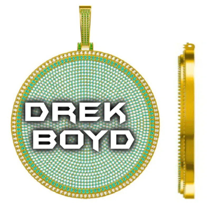 CUSTOM LETTER NECKLACE 3D BIG DISC sold by The GUU Shop