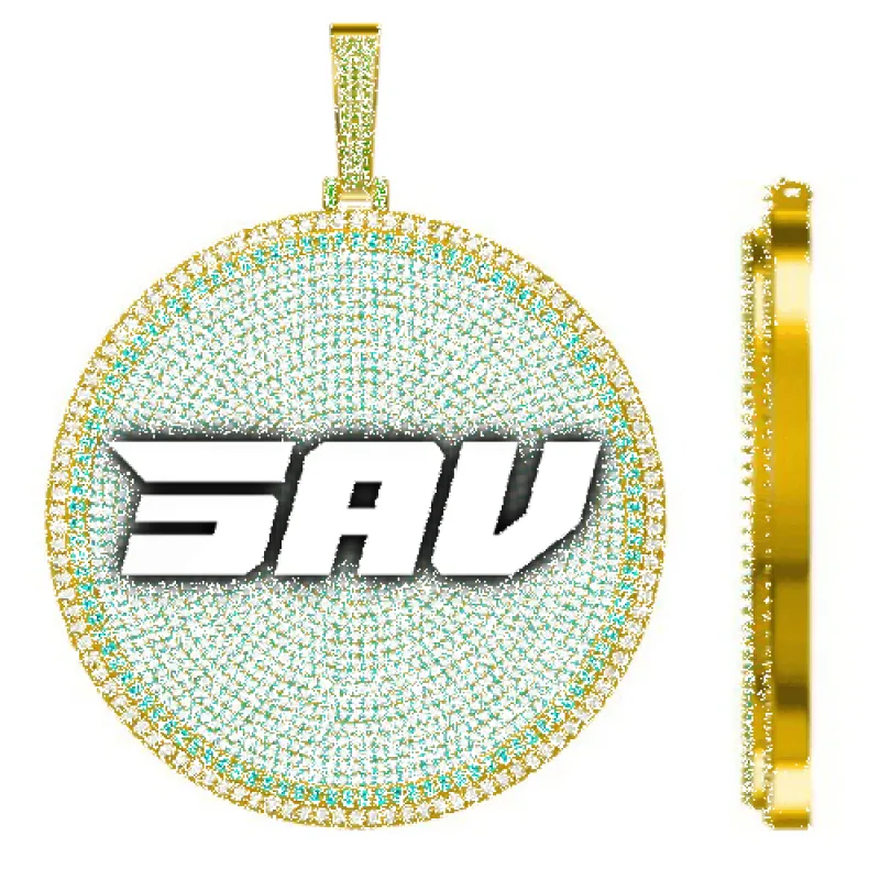 CUSTOM LETTER NECKLACE 3D BIG DISC sold by The GUU Shop