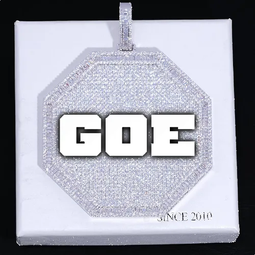 CUSTOM LETTER NECKLACE 3D BIG OCTAGON sold by The GUU Shop