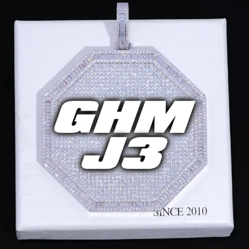 CUSTOM LETTER NECKLACE 3D BIG OCTAGON sold by The GUU Shop