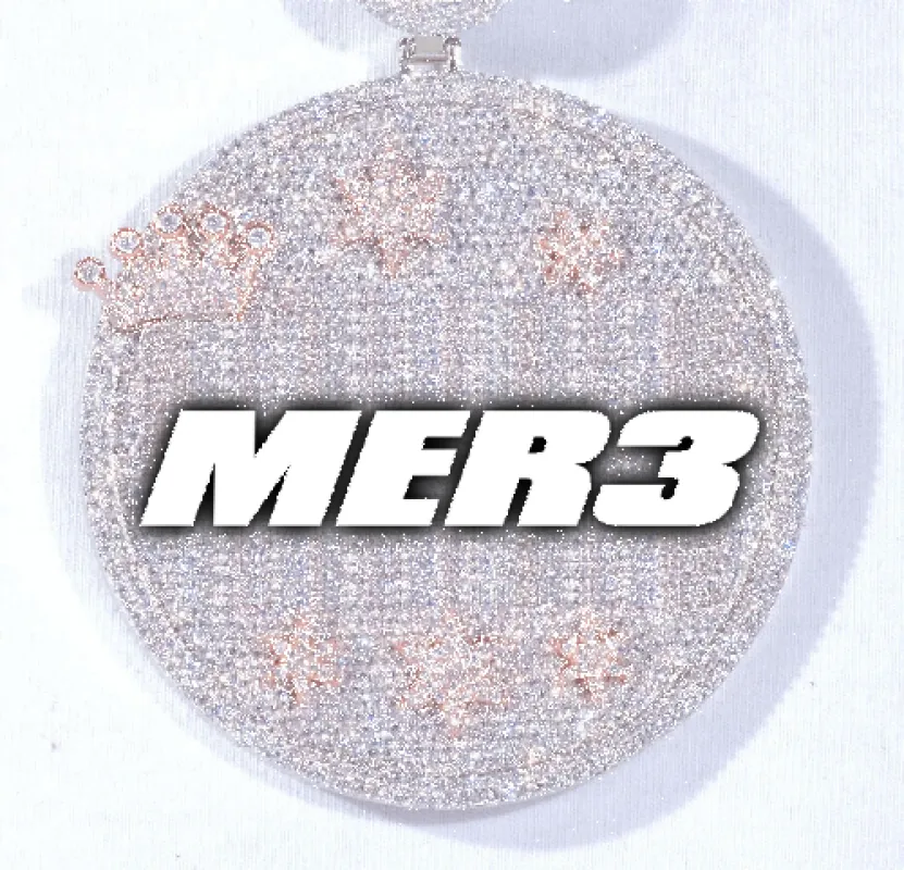 CUSTOM LETTER NECKLACE 3D BIG CROWN DISC sold by The GUU Shop