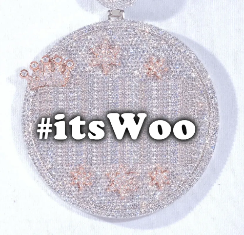 CUSTOM LETTER NECKLACE 3D BIG CROWN DISC sold by The GUU Shop