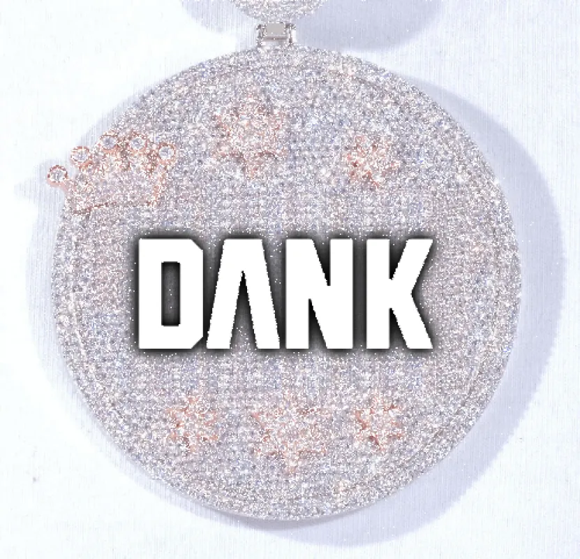 CUSTOM LETTER NECKLACE 3D BIG CROWN DISC sold by The GUU Shop