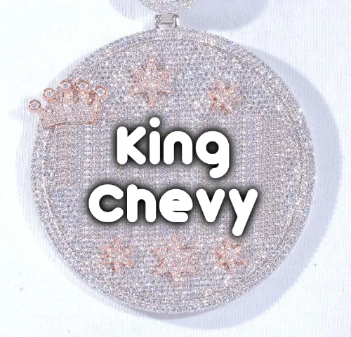 CUSTOM LETTER NECKLACE 3D BIG CROWN DISC sold by The GUU Shop