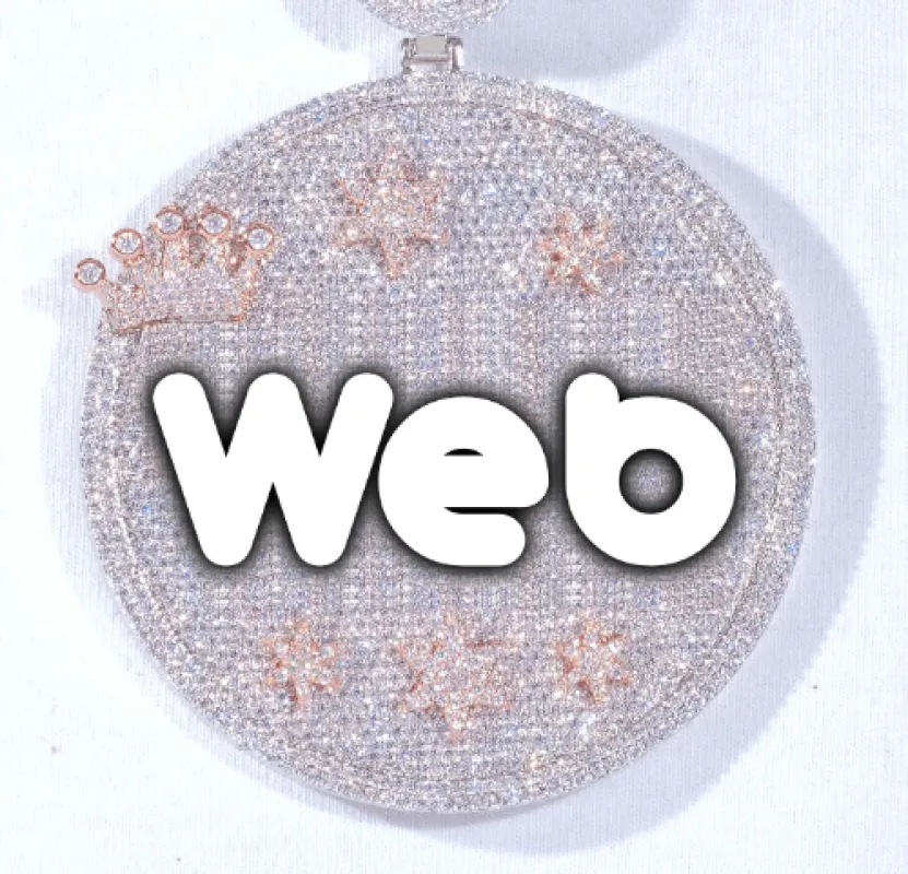 CUSTOM LETTER NECKLACE 3D BIG CROWN DISC sold by The GUU Shop