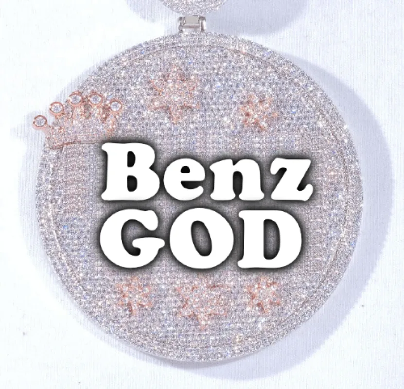 CUSTOM LETTER NECKLACE 3D BIG CROWN DISC sold by The GUU Shop