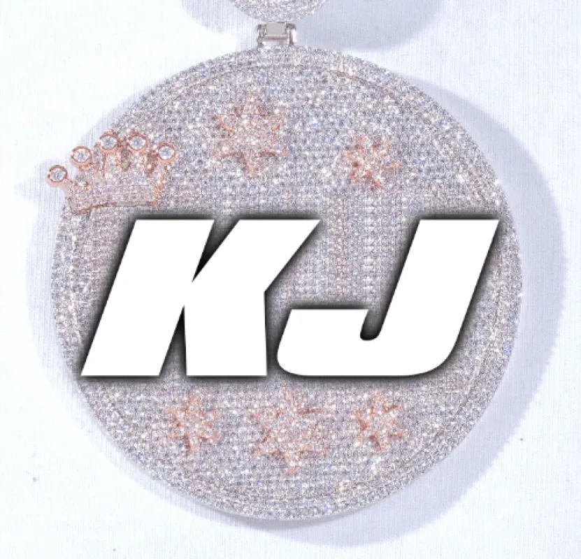 CUSTOM LETTER NECKLACE 3D BIG CROWN DISC made by The GUU Shop