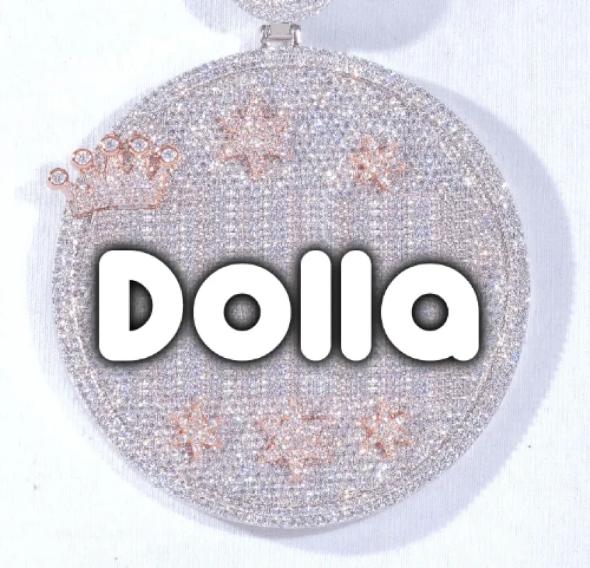 CUSTOM LETTER NECKLACE 3D BIG CROWN DISC sold by The GUU Shop