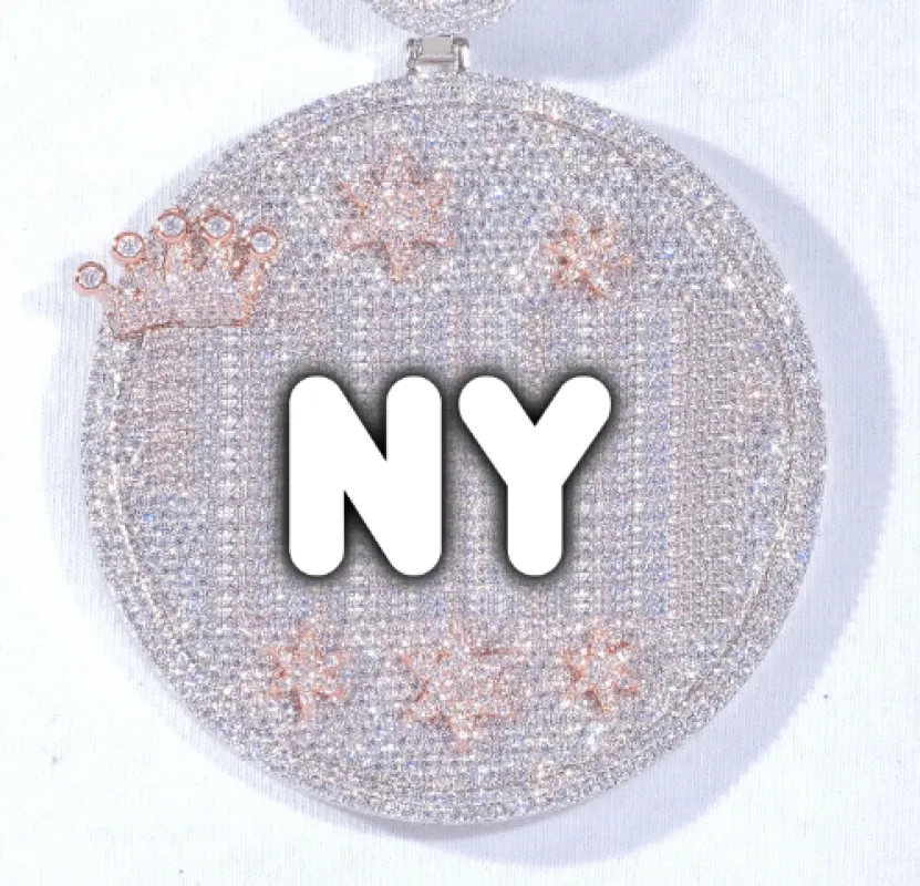 CUSTOM LETTER NECKLACE 3D BIG CROWN DISC sold by The GUU Shop
