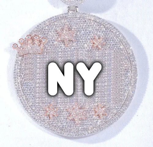 CUSTOM LETTER NECKLACE 3D BIG CROWN DISC sold by The GUU Shop