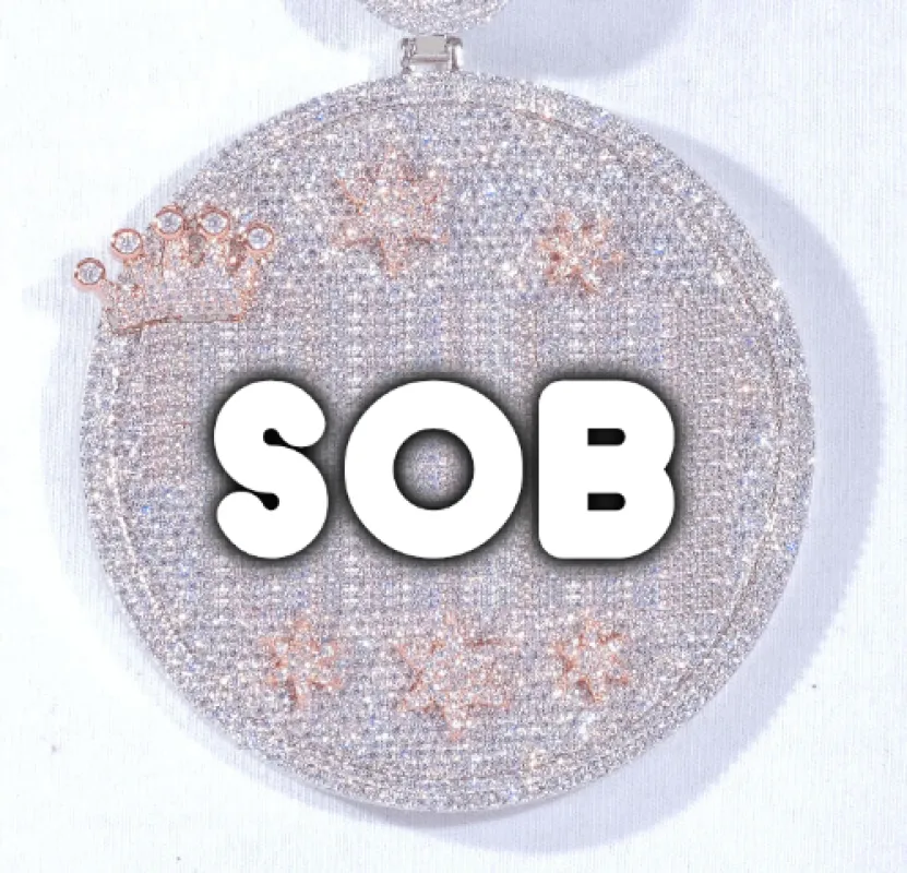 CUSTOM LETTER NECKLACE 3D BIG CROWN DISC made by The GUU Shop