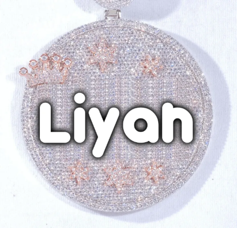 CUSTOM LETTER NECKLACE 3D BIG CROWN DISC sold by The GUU Shop