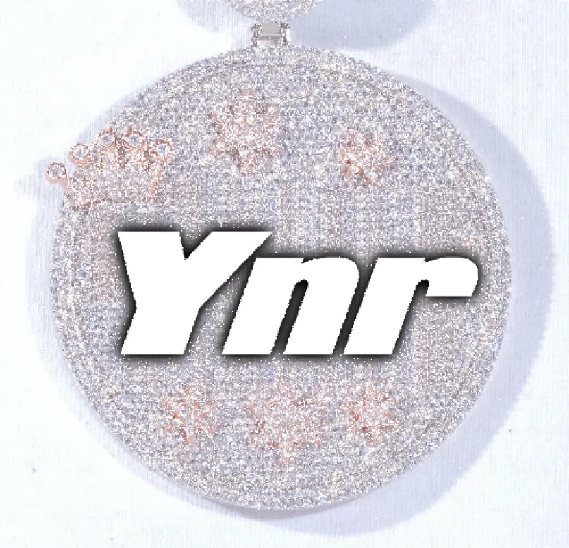 CUSTOM LETTER NECKLACE 3D BIG CROWN DISC sold by The GUU Shop