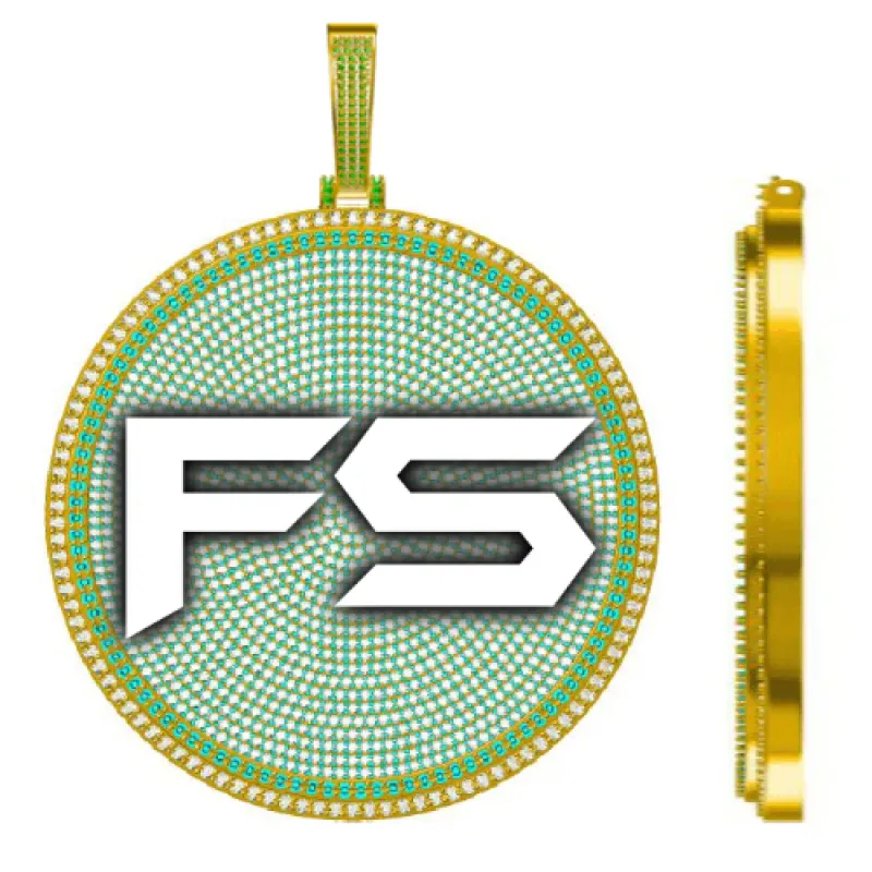 CUSTOM LETTER NECKLACE 3D BIG DISC sold by The GUU Shop