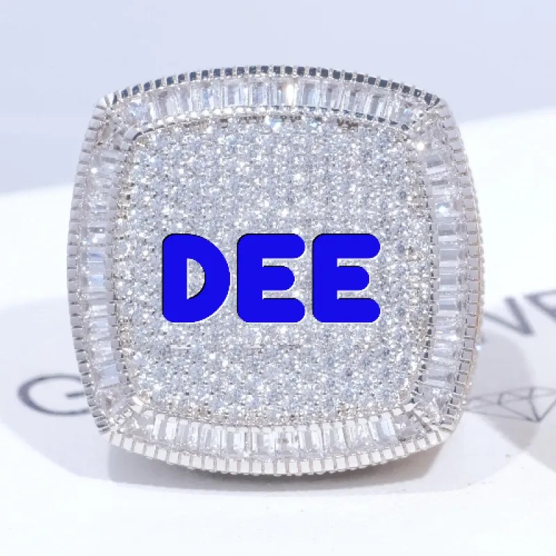 CUSTOM LETTER 3D ICED RING sold by The GUU Shop