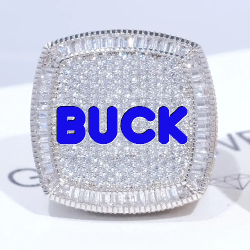 CUSTOM LETTER 3D ICED RING sold by The GUU Shop