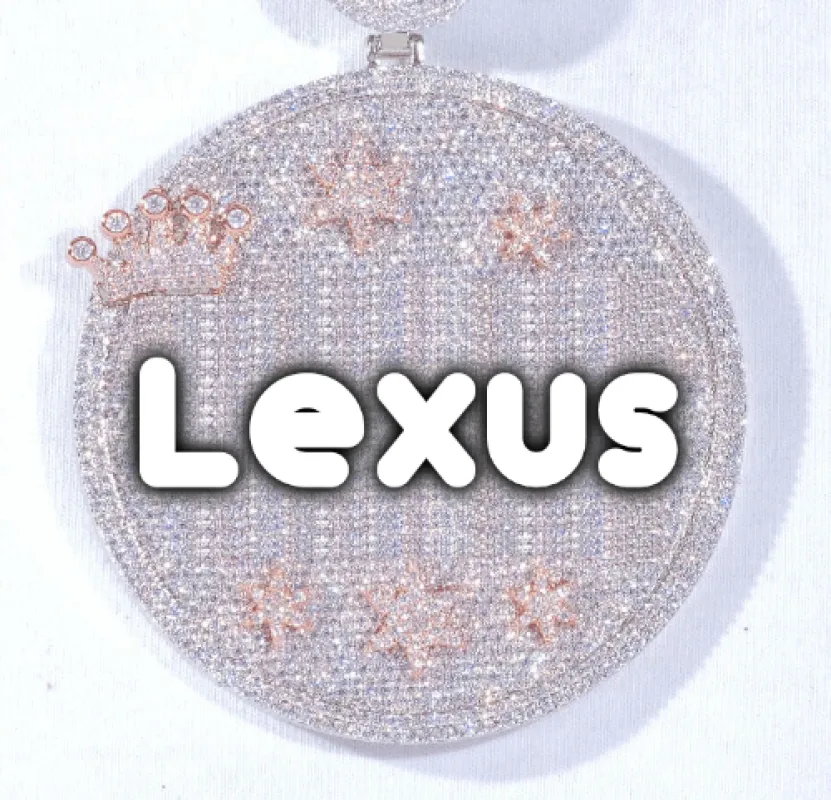 CUSTOM LETTER NECKLACE 3D BIG CROWN DISC sold by The GUU Shop