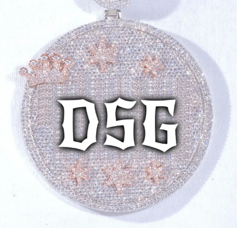 CUSTOM LETTER NECKLACE 3D BIG CROWN DISC sold by The GUU Shop