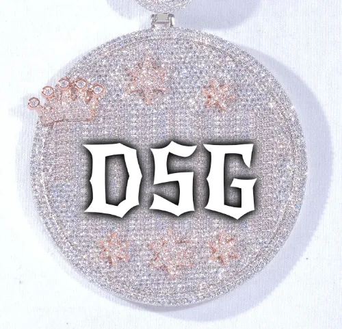 CUSTOM LETTER NECKLACE 3D BIG CROWN DISC sold by The GUU Shop