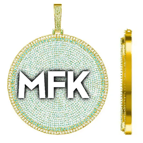 CUSTOM LETTER NECKLACE 3D BIG DISC sold by The GUU Shop