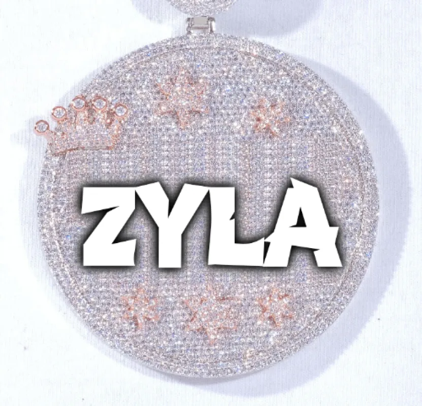 CUSTOM LETTER NECKLACE 3D BIG CROWN DISC sold by The GUU Shop