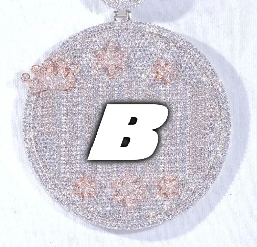 CUSTOM LETTER NECKLACE 3D BIG CROWN DISC sold by The GUU Shop